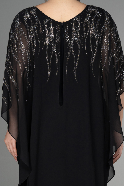 Robe de Soirée Grande Taille Mousseline Noir ABT111