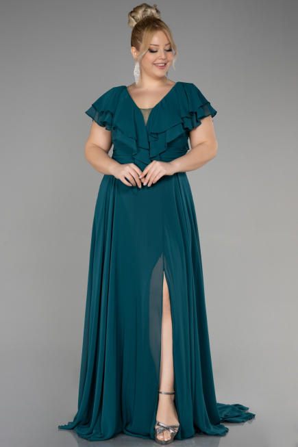 Robe Grande Taille Longue Vert Fonce ABU032