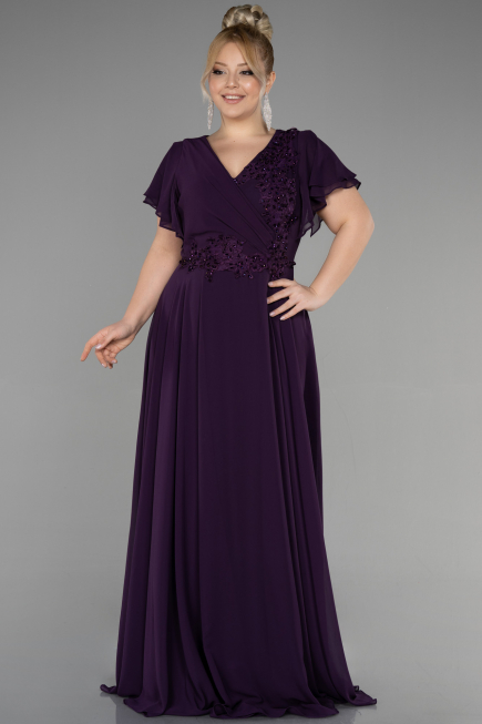 Robe de Soirée Grande Taille Longue Violet ABU1562