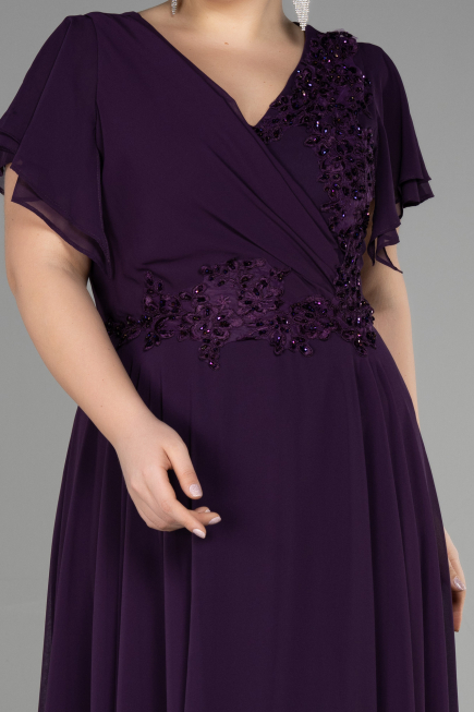 Robe de Soirée Grande Taille Longue Violet ABU1562