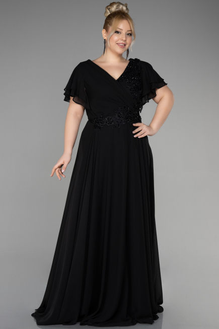 Robe de Soirée Grande Taille Longue Noir ABU1562
