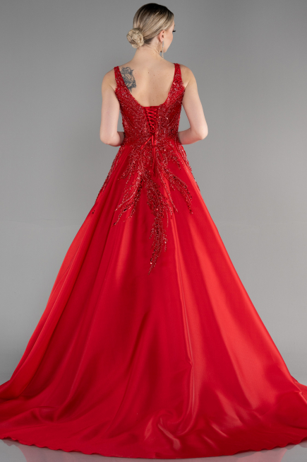 Robe Haute Couture Longue Rouge ABU3595