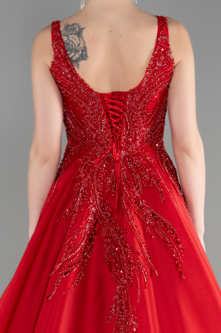 Robe Haute Couture Longue Rouge ABU3595
