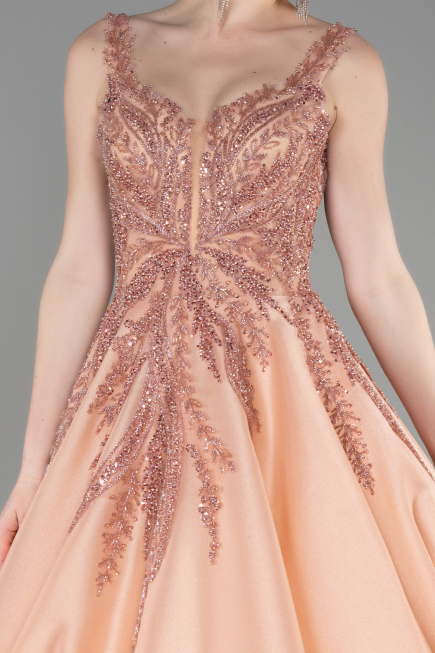 Robe Haute Couture Longue Saumon ABU3597