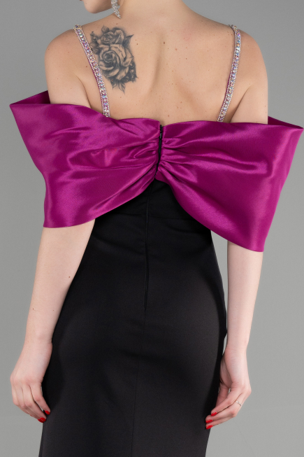 Robe de Soirée Longue Fuchsia-Black ABU3601