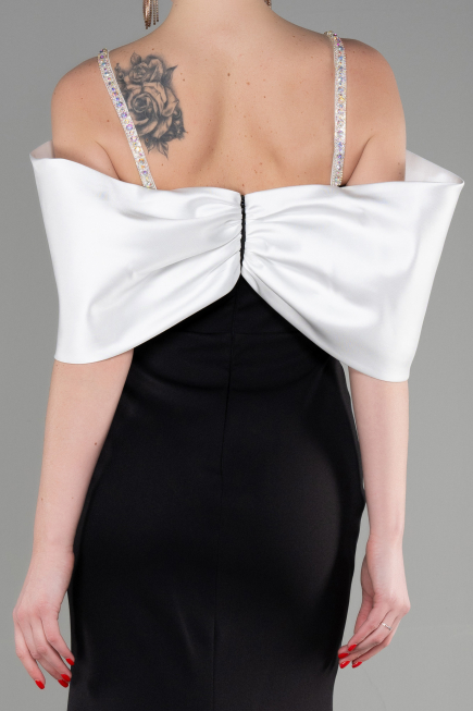 Robe de Soirée Longue Noir-Ecru ABU3601