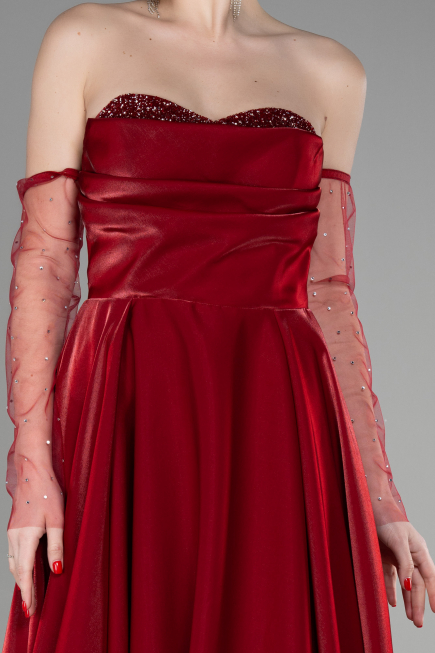 Robe de Soirée Longue Rouge Bordeaux ABU3604