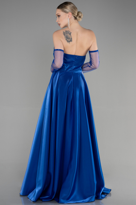 Robe de Soirée Longue Bleu Saxe ABU3604