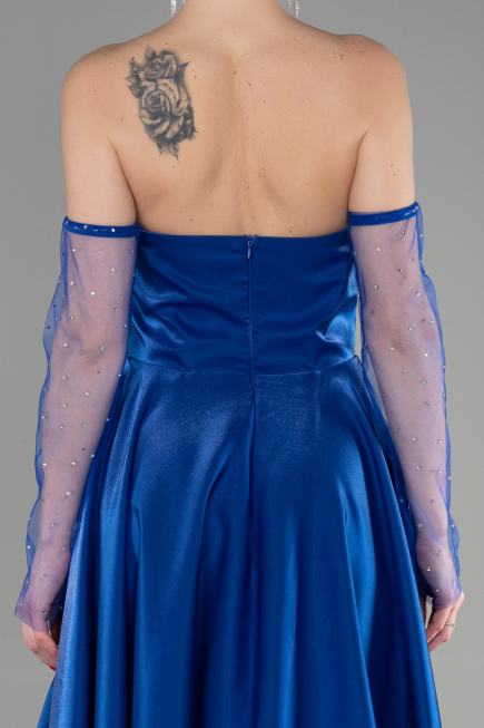 Robe de Soirée Longue Bleu Saxe ABU3604