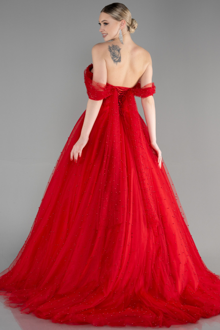 Robe Haute Couture Longue Rouge ABU3599
