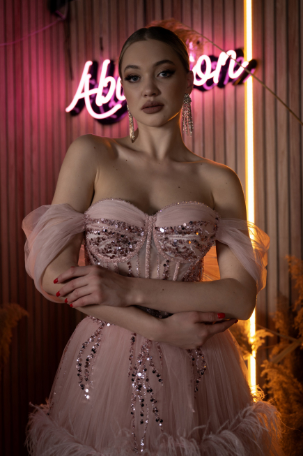 Robe de Fiançailles Design Personnalisé Longue Poudre ABU3598