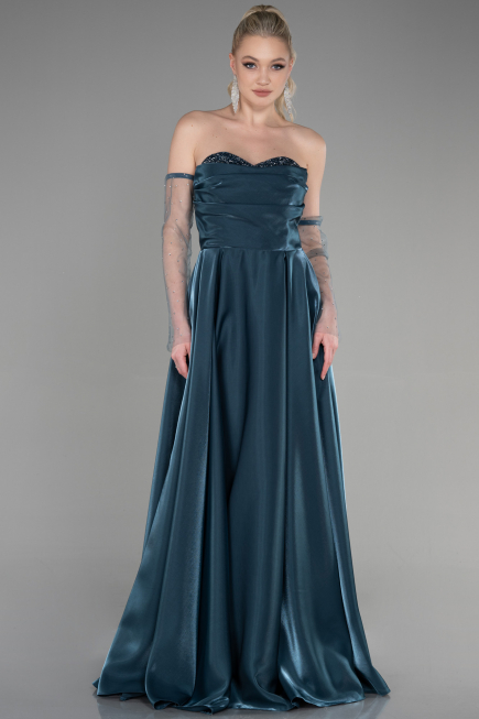 Robe de Soirée Longue Vert Pétrole ABU3604