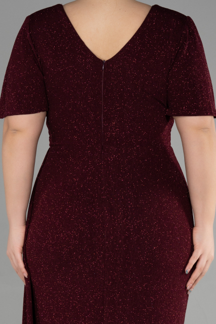 Robe Grande Taille Longue Rouge Bordeaux ABU3645