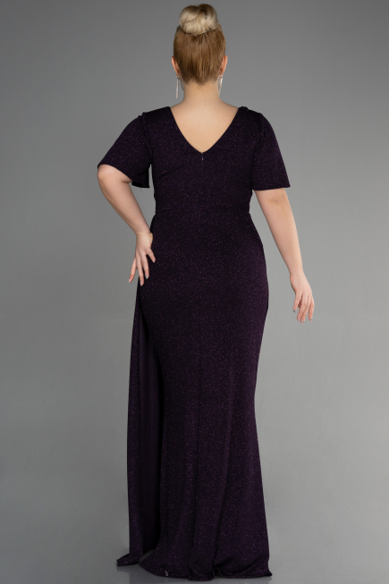 Robe Grande Taille Longue Violet Foncé ABU3645
