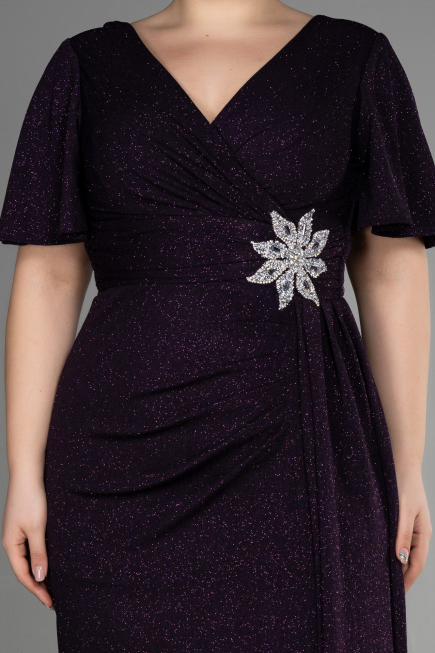 Robe Grande Taille Longue Violet Foncé ABU3645