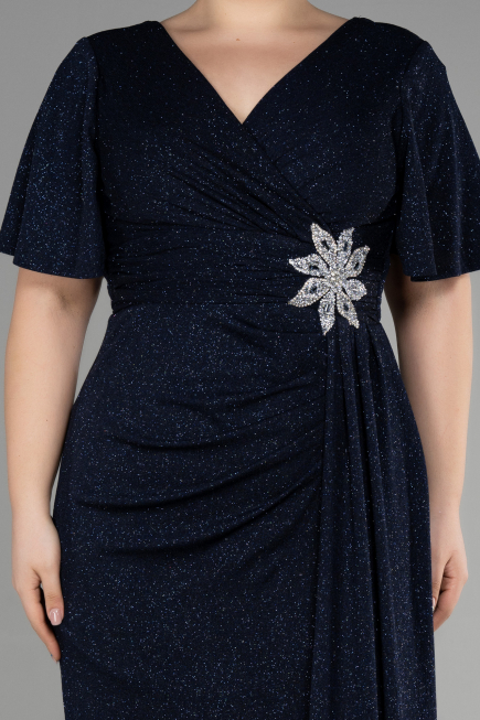 Robe Grande Taille Longue Bleu Marine ABU3645