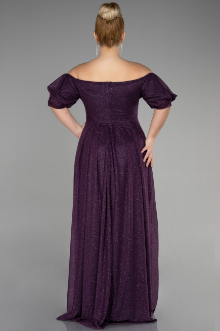 Robe de Soirée Grande Taille Longue Violet Foncé ABU3615