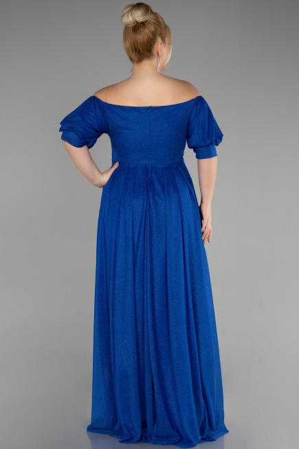 Robe de Soirée Grande Taille Longue Bleu Saxe ABU3615
