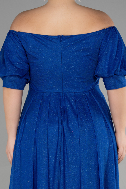 Robe de Soirée Grande Taille Longue Bleu Saxe ABU3615