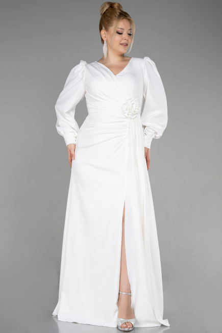 Robe de Soirée Grande Taille Longue Blanc ABU3647
