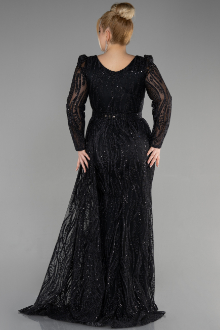 Robe De Fiançailles Grande Taille Longue Noir ABU3562