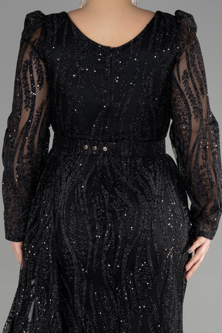 Robe De Fiançailles Grande Taille Longue Noir ABU3562
