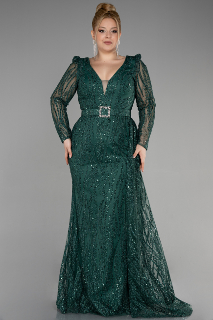Robe De Fiançailles Grande Taille Longue Émeraude ABU3562