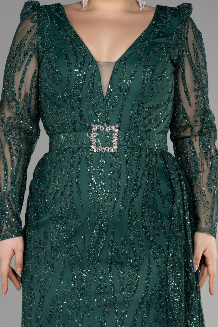 Robe De Fiançailles Grande Taille Longue Émeraude ABU3562