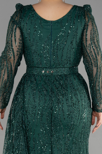Robe De Fiançailles Grande Taille Longue Émeraude ABU3562