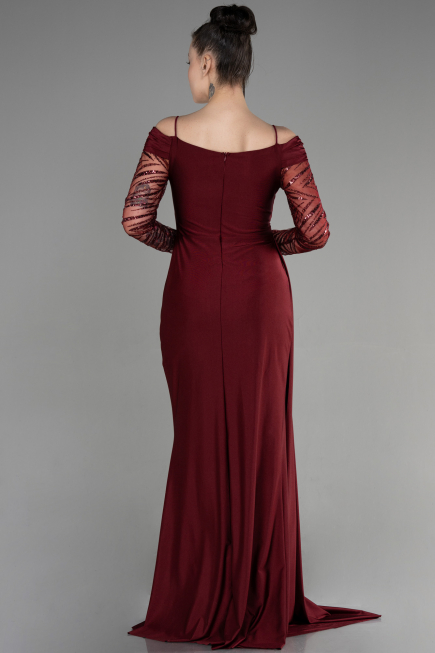 Robe de Soirée Longue Rouge Bordeaux ABU3656