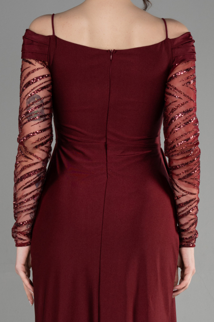 Robe de Soirée Longue Rouge Bordeaux ABU3656