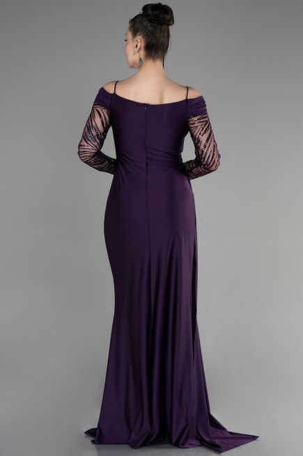 Robe de Soirée Longue Violet Foncé ABU3656