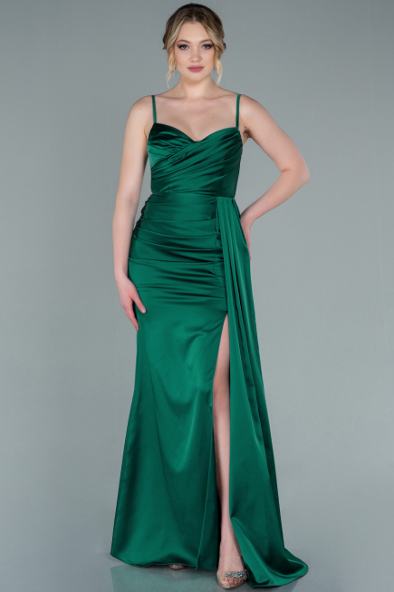 Robe Queue de Poisson Longue Satin Émeraude ABU1894