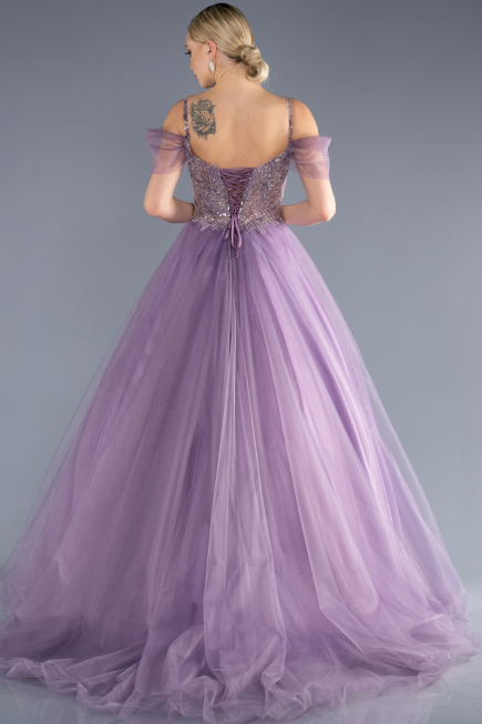 Robe De Soirée De Créateur Longue Lavande ABU3663