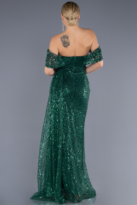Robe de Soirée Longue Squameuse Émeraude ABU3577