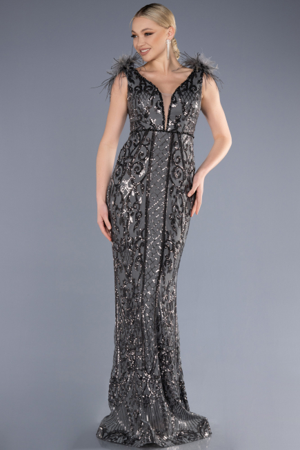 Robe Queue de Poisson Longue Anthracite ABU3669