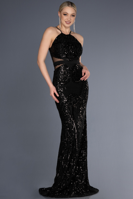 Robe Queue de Poisson Longue Noir ABU3670