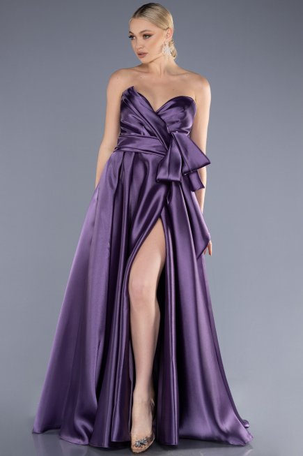 Robe de Soirée Longue Satin Lavande ABU3674