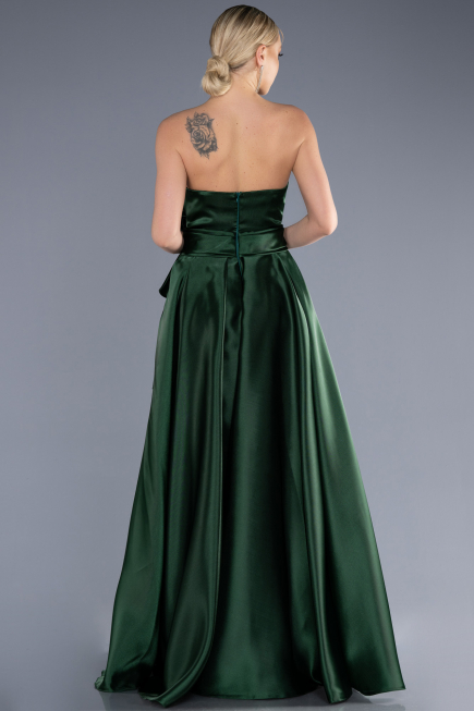 Robe de Soirée Longue Satin Émeraude ABU3674