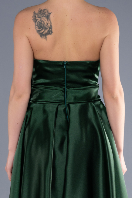 Robe de Soirée Longue Satin Émeraude ABU3674