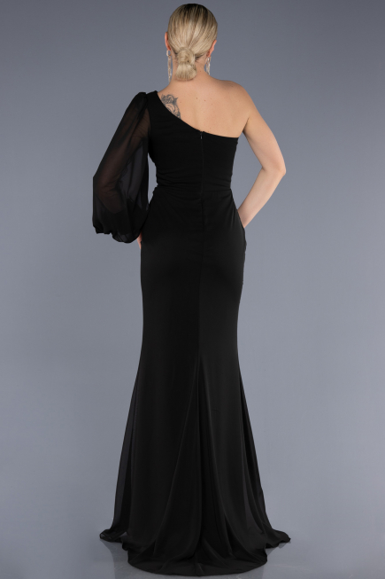 Robe de Soirée Longue Mousseline Noir ABU3677