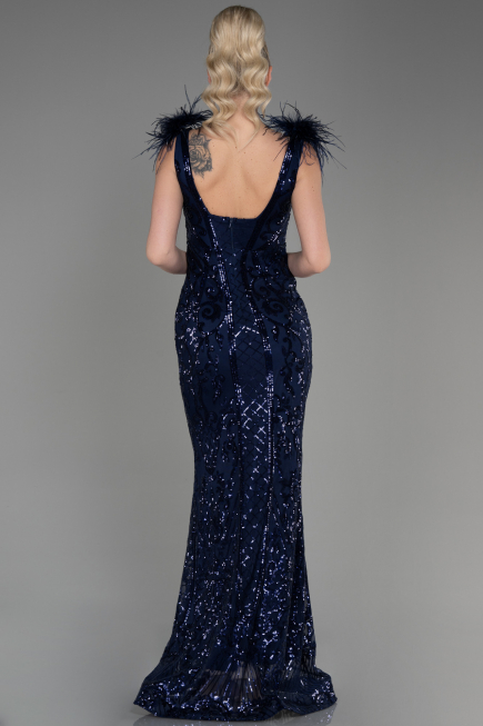 Robe Queue de Poisson Longue Bleu Marine ABU3669