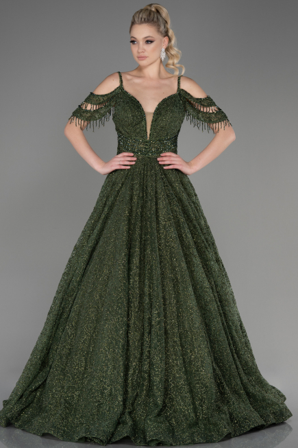 Robe de Soirée Longue Kaki ABU3708