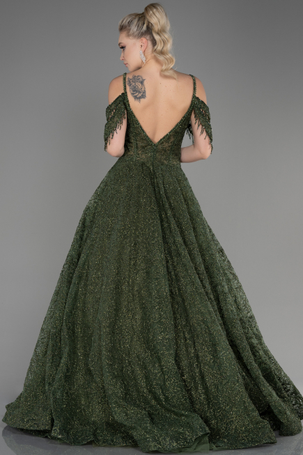 Robe de Soirée Longue Kaki ABU3708