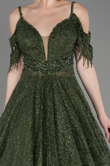 Robe de Soirée Longue Kaki ABU3708