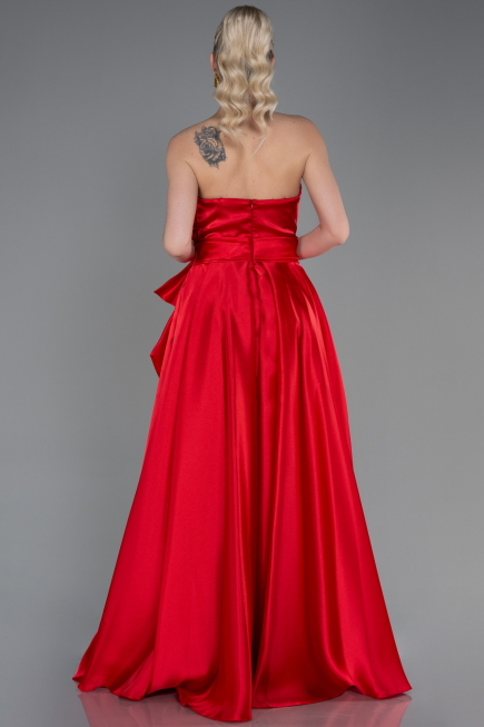 Robe de Soirée Longue Satin Rouge ABU3674