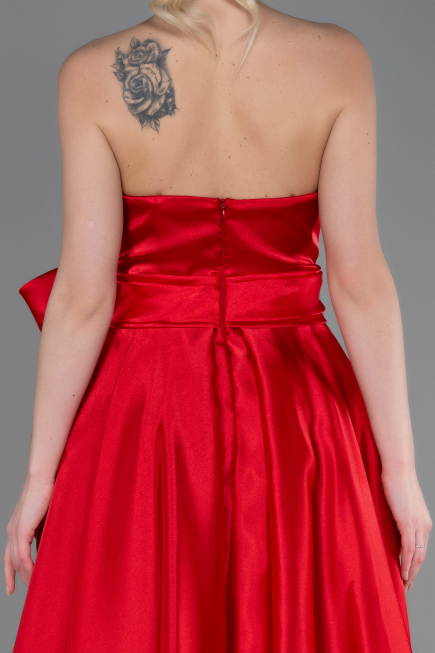 Robe de Soirée Longue Satin Rouge ABU3674