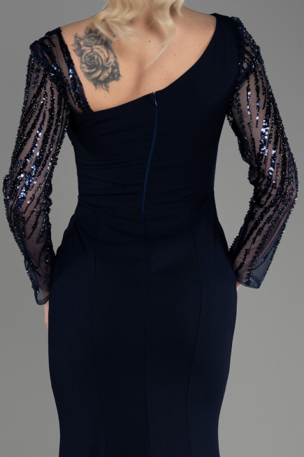 Robe de Soirée Longue Bleu Marine ABU3712