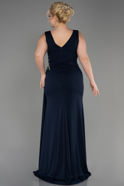 Robe de Soirée Grande Taille Longue Bleu Marine ABU2934