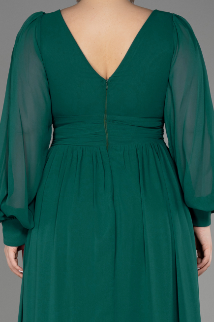 Robe Grande Taille Longue Mousseline Émeraude ABU1988